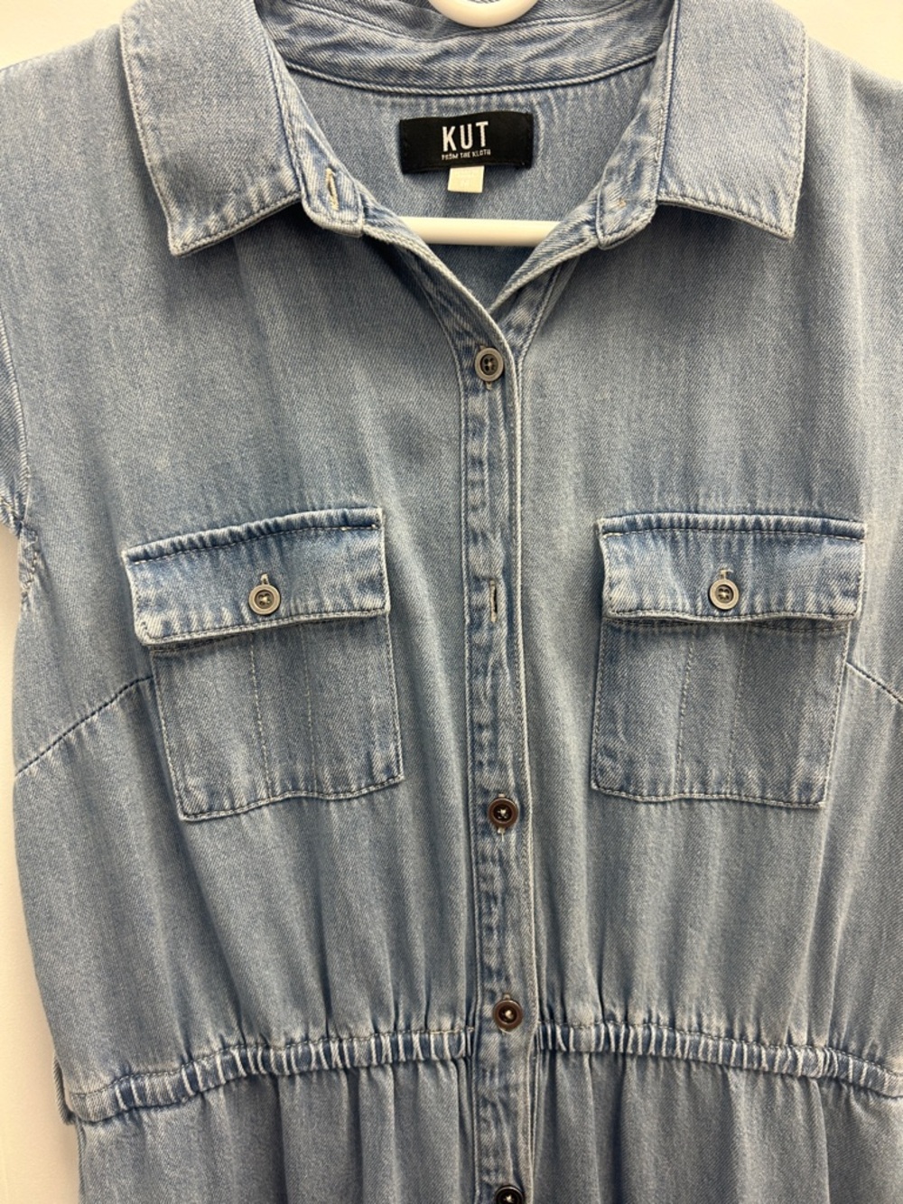 Kut from the Kloth Light Blue Denim Tiered Button-Front Maxi Dress - Picture 9 of 10